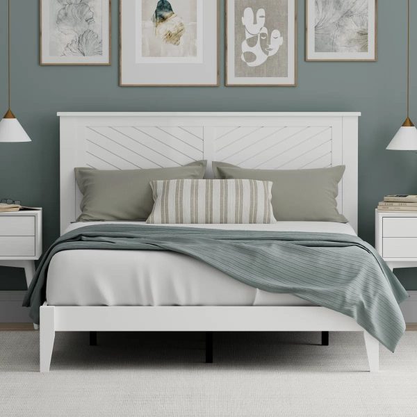 Modern Black Wood Platform Bed with Geometric Headboard – Queen Size Bed Pakistan