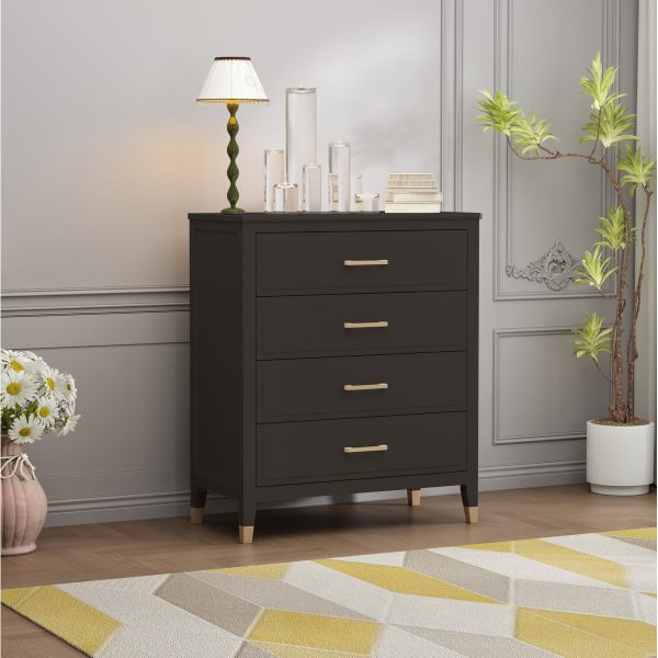 Modern Black 4-Drawer Chest of Drawers