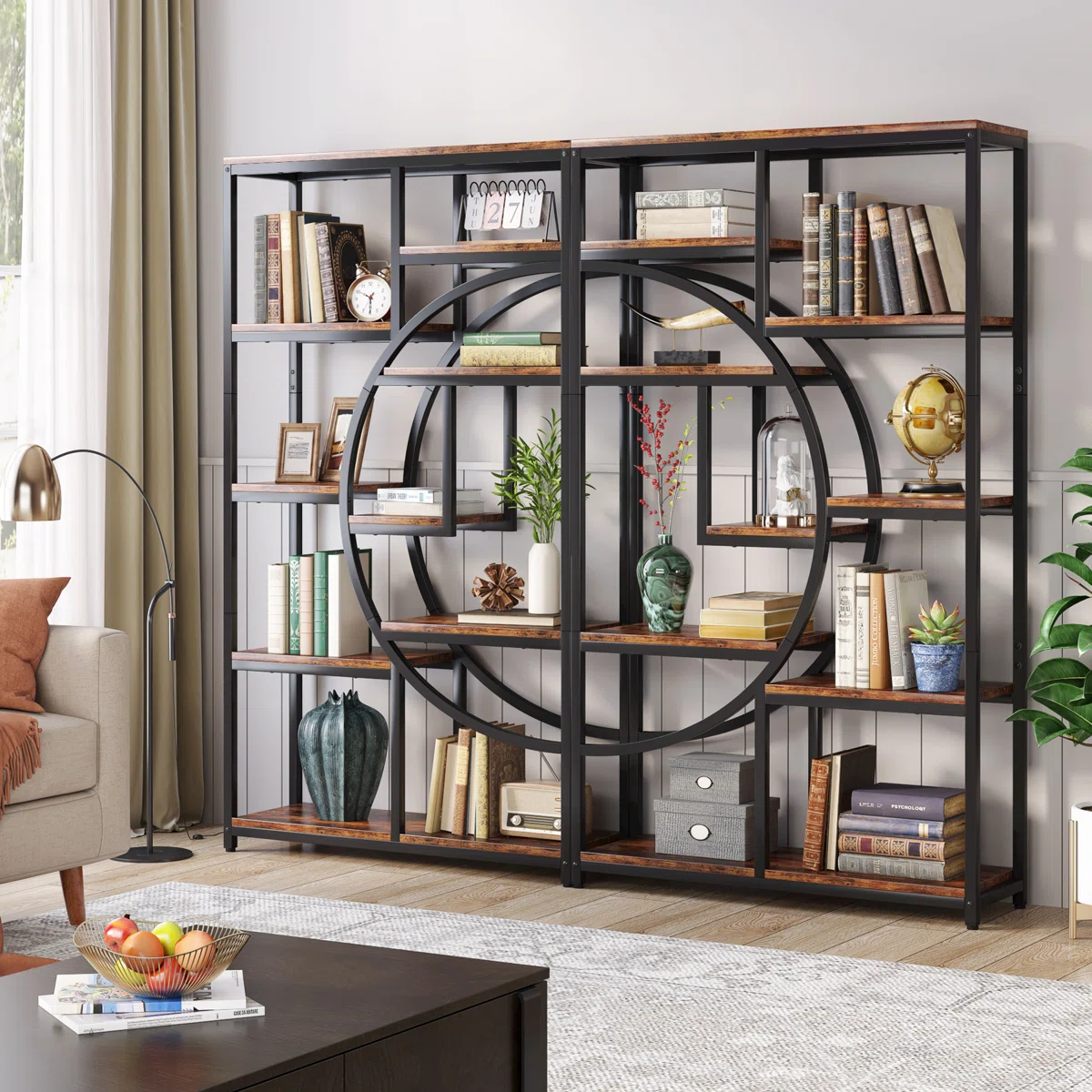 Oscer+Industrial+5+Tier+Etagere+Bookcase-1814361010 (3) Pakistani Furniture Modern Book Rack