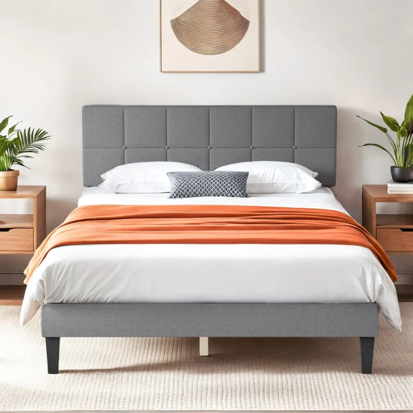 Queen Upholstered Bed with Fabric Headboard Pakistan