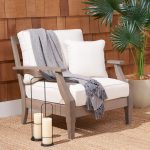 SAFAVIEH Couture Freida Wooden Patio Arm Chair - Durable and Stylish Outdoor Furniture