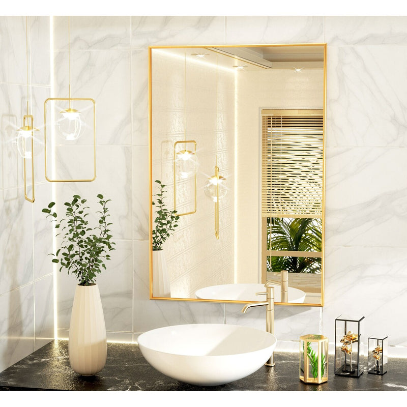 Wall-Mounted-Mirror-Bathroom-Mirror-Round-Corner-Vanity-MirrorRectangle-Bathroom-Wall-Mirror-with-Metal-Frame_dc63650e-b5fd-402b-97dc-ba8628689577 Modern Bathroom Mirror with Gold Frame
