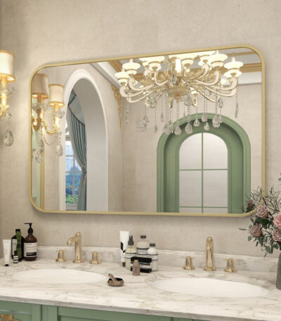 Wall-Mounted Vanity Mirror in Black Frame