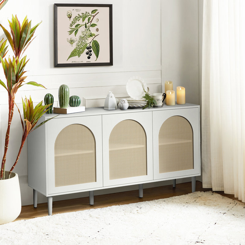 Castyn+56_+Wide+Rattan+Door+Sideboard+with+Adjustable+Shelves Wooden sideboard with adjustable shelves