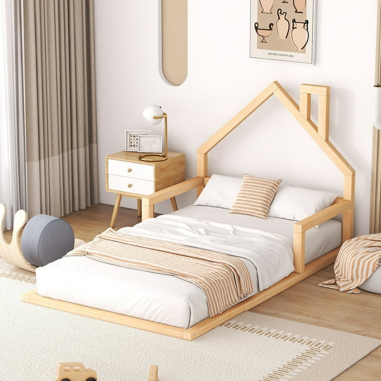 PakUnique Euroco Toddler House Bed – Natural Wooden Floor Bed in Pakistan