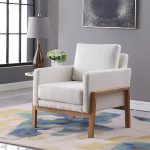 “PakUnique Cream Bouclé Accent Chair – Wooden Frame Chair Pakistan”