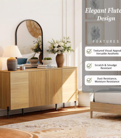Reeded wood baby dresser for closet storage