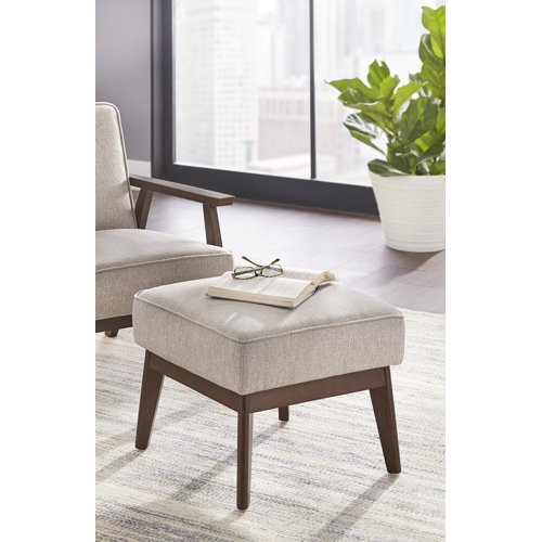Janaesha Beige Upholstered Ottoman – Elegant MDF Seating for Pakistani Homes