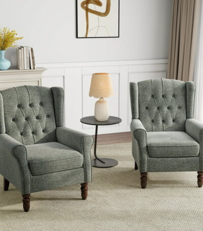 Tufted fabric detail of PakUnique high back accent chair