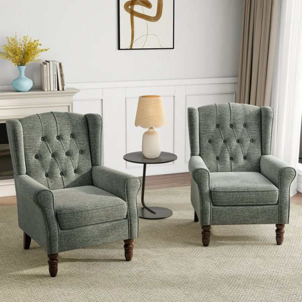 Tufted fabric detail of PakUnique high back accent chair