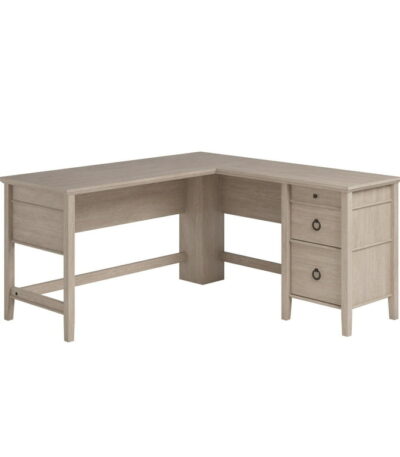 North Avenue modern writing desk with wood top and black frame – front view